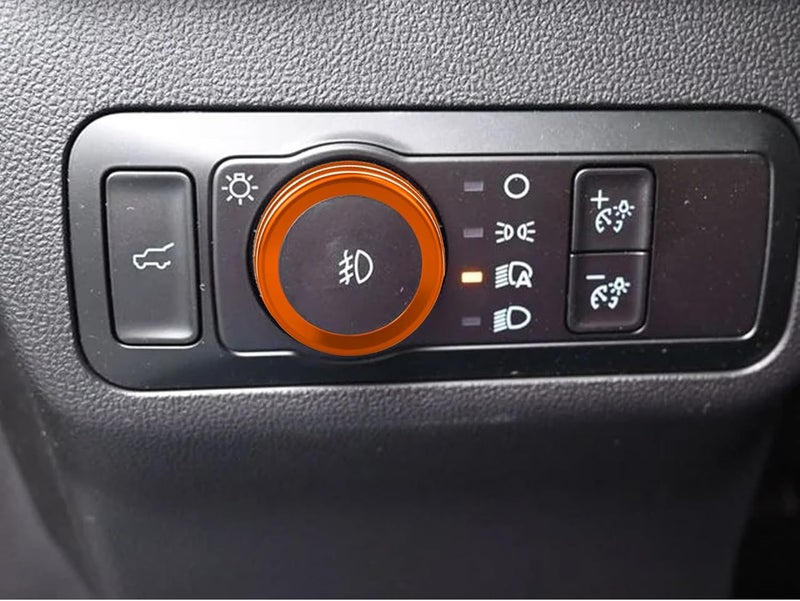 HDUFC for Ford 2024 2025 Ranger, air Conditioning, Volume Control, Push-Button Start, 4WD and Headlight switches, 7 Pieces of Aluminum Alloy knob Cover Decoration (Orange) - Image 3